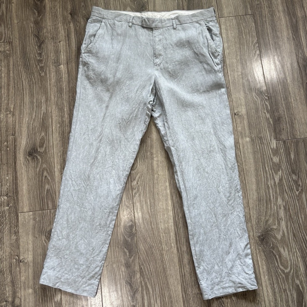 J.Crew Chino Pants Mens 34x30 Gray Urban Slim Baird McNutt Irish Linen Cotton
